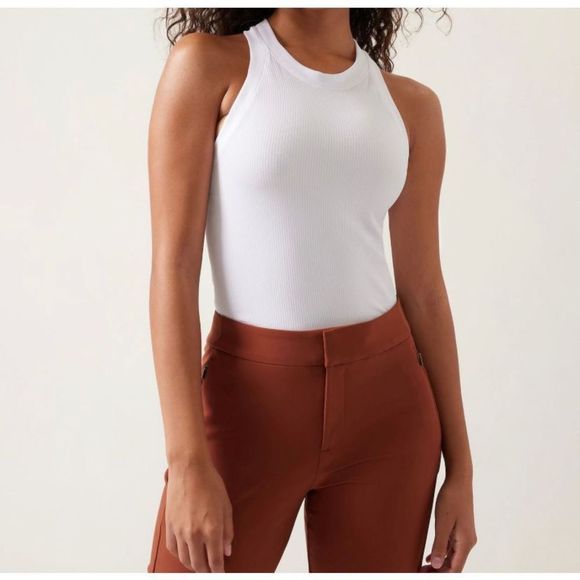 Athleta Renew Seamless Racerback Tank Medium White Ribbed Tank - Picture 1 of 5